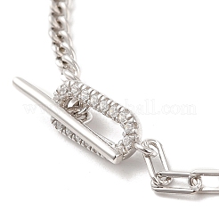 Rhodium Plated 925 Sterling Silver Curb Chain & Paperclip Chain Anklets&nbsp;AJEW-F162-002P