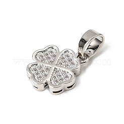 CZ Lucky Jewelry Brass Micro Pave Cubic Zirconia Four Leaf Clover Charms Pendants&nbsp;ZIRC-M011-18P-NR