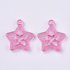 透明なアクリルパーツ  染め  スター  ミックスカラー  28.5x24x5.5mm  穴：2.5mm&nbsp;X-TACR-T015-107