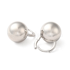 女性用真鍮ラウンドボールフープピアス  プラチナ  24.5x16mm  ピン：0.8x1mm&nbsp;EJEW-Q024-03P