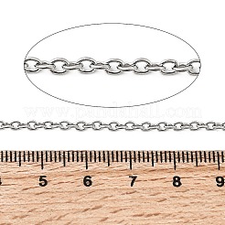 変色しにくい304ステンレススチールアズキチェーン  ハンダ付け  スプールで  オーバル  ステンレス鋼色  3x2.2x0.6mm  約328.08フィート（100m）/ロール&nbsp;CHS-Q001-13-100m