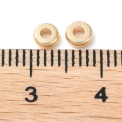 真鍮フラットラウンドスペーサービーズ  14KGP本金メッキ  4x1.5mm  穴：1.5mm&nbsp;KK-M085-A-12G-01