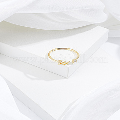 1Pc Letter Brass Rhinestone Open Cuff Rings for Women&nbsp;AJEW-LP0004-47W-G