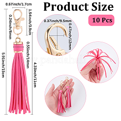 10Pcs Imitation Leather with Light Gold Alloy Clasps Tassel Big Pendants Decorations&nbsp;AJEW-CL0003-14A