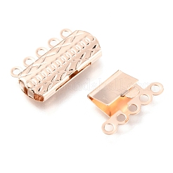 304ステンレススチールボックス留め具  マルチ連クラスプ  1連売り  5ホール  花の長方形  ローズゴールド  10mm  穴：19.5x14x3mm&nbsp;STAS-H151-17RG
