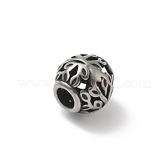 304ステンレススチールヨーロピアンビーズ  大穴ビーズ  ロンデル  アンティークシルバー  10.5x9.5mm  穴：4.5mm&nbsp;STAS-H238-09M-AS