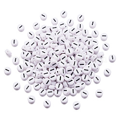 500個のアクリル横穴レタービーズ  フラットラウンド  文字.i  7x4mm  穴：1mm  500pc&nbsp;OACR-YS0001-03I
