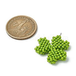 ガラスシードビーズのクローバーペンダント  丸カン付き  黄緑  28.5x27.5x5.5mm  穴：3mm&nbsp;PALLOY-MZ00530