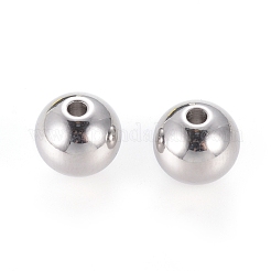 変色しないステンレスビーズ  固い丸  ステンレス鋼色  8mm  穴：1.5mm&nbsp;X-STAS-R033-8mm