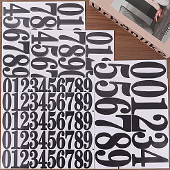 12シート3スタイルPVC数字粘着装飾ステッカー  屋内用防水メールボックス番号 0~9 デカール  アウトドア  ブラック  208~235x251~266x0.1~0.2mm  数：50~100x23~46mm  4枚/スタイル&nbsp;DIY-GL0004-59