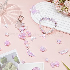 100gのプラスチックペンダント、ビーズ、デコデンカボション  混合図形  パールピンク  7~31x7~42x2~11.5mm  穴：1.5mm&nbsp;OHAR-SC0002-99A