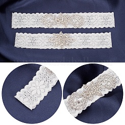 レース伸縮性ブライダルガーター1セット  ラインストーンと花柄  結婚式の衣服の付属品  ホワイト  1-1/8インチ（30mm）&nbsp;OCOR-GF0001-41