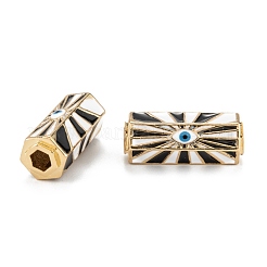 Real 18K Gold Plated Evil Eye Brass Enamel Stripe Tube Beads&nbsp;KK-A155-27G