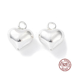 925スターリングシルバーチャーム  ハート  銀  10x8x5mm  穴：1.6mm&nbsp;X-STER-H106-01A-S