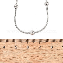 304ステンレススチールボールラウンドスネークチェーンネックレス  変色しない  ステンレス鋼色  17.99インチ（45.7cm）&nbsp;NJEW-B131-02P