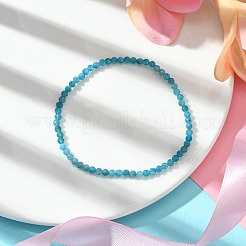 3mm Natural Apatite Faceted Round Beaded Stretch Bracelets for Women&nbsp;BJEW-JB10842-03
