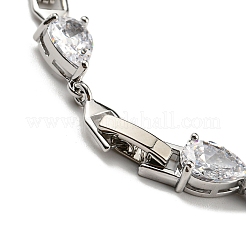 Rack Plating Brass Pave Cubic Zirconia Teardrop Links Bracelets for Women&nbsp;BJEW-H604-01P-05