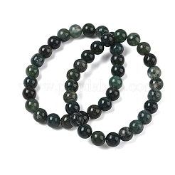 Natural Moss Agate Round Beaded Stretch Bracelets&nbsp;GG-CBA12F1-02A-08
