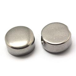 変色しにくい304ステンレススチールビーズ  フラットラウンド  ステンレス鋼色  11.5x5.5mm  穴：3mm&nbsp;STAS-T001-25