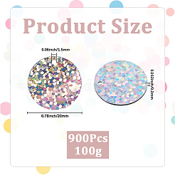 100g PVC スパンコール/スパンコールペンダント  フラットラウンド  銀  19.5x0.3mm  穴：1.5mm&nbsp;PVC-CY0001-09A