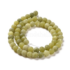 Round Frosted Natural TaiWan Jade Bead Strands&nbsp;G-M248-6mm-02