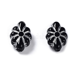 不透明なアクリルビーズ  ライン入り  花  ブラック  11.5x8.5x4.5mm  穴：1.8mm  約1790個/500g&nbsp;OACR-G016-20A