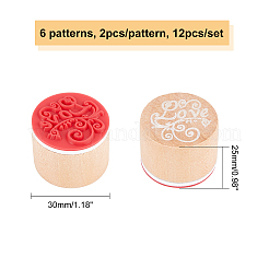 松の木のスタンプ  ゴム入り  コラム  バリーウッド  30x25mm  6模様  2個/模様  12個/セット&nbsp;DIY-OC0003-73