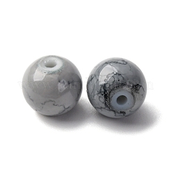ベーキングペイント不透明ガラスビーズ  ラウンド  グレー  8mm  穴：1.5mm&nbsp;CCG-XCP0001-04C-01
