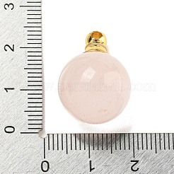 天然ローズクォーツ香水瓶ペンダント  304ステンレススチール製金具付き  ラウンド  25x16mm  穴：2mm&nbsp;G-K338-22G-02