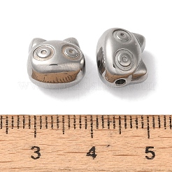 変色しない304ステンレススチールビーズ  猫  ステンレス鋼色  9x11x8mm  穴：1.6mm&nbsp;STAS-I305-136P