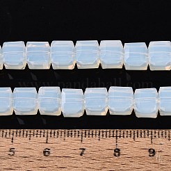 ジェイド風ガラスビーズ連売り  キューブ  多面カット  ホワイトスモーク  7x7x6.5~7mm  穴：1.2~1.6mm  約96~101個/連  25.39~28.54インチ（64.5~72.5cm）&nbsp;GLAA-R041-8x8mm-B02