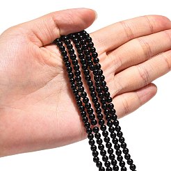合成ブラックストーンビーズ連売り  染め  ラウンド  ブラック  4mm  穴：1mm  約49個/連  7.8インチ&nbsp;G-G088-4mm