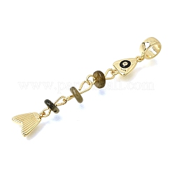 Brass Pave Cubic Zirconia Clear Cubic Zirconia & Natural Labradorite & Enamel European Dangle Charms&nbsp;GG-CBA3401-01G-A03
