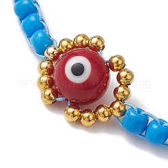 Handmade Lampwork Evil Eye & Glass Seed Beads Braided Bead Bracelets&nbsp;BJEW-MZ00090-04