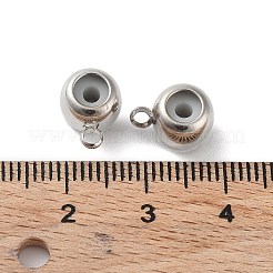 真鍮チューブベイル  ループベイル  ゴム入り  ロンデル  保釈ビーズ  スライダービーズ  プラチナ  8x6x4.5mm  穴：1mm  2mm内径&nbsp;KK-K203-08P