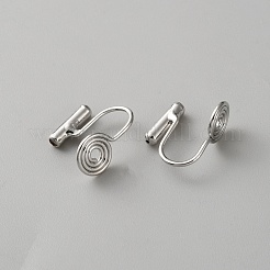 真鍮製の耳カフのパーツ  フラットラウンド  プラチナ  14.5x12x8mm  穴：0.5mm&nbsp;FIND-WH0148-739B-P