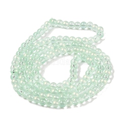 ガラスビーズ連売り  グリッターパウダー付き  ラウンド  淡緑色  6x5.5mm  穴：1mm  約142個/連  29.92''（76センチメートル）&nbsp;GLAA-K068-01A-15