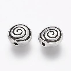 Tibetan Style Alloy Flat Round Carved Vortex Beads&nbsp;TIBEB-5437-AS-LF