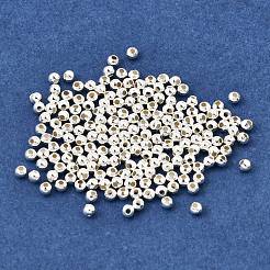 925スターリングシルバースペーサービーズ  ラウンド  銀  2x2mm  穴：0.7~1mm  60PCS / gの約&nbsp;STER-WH0006-01