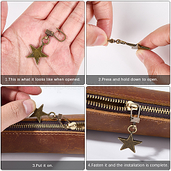 10Pcs 5 Colors Alloy Zipper Puller&nbsp;FIND-CP0003-09