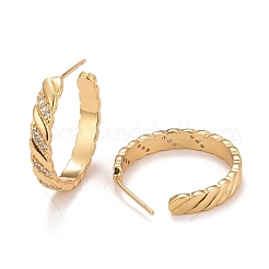 Clear Cubic Zirconia Twist Rope Wrap Stud Earrings&nbsp;EJEW-C022-18G