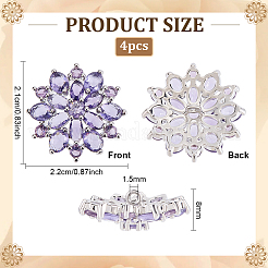 4Pcs Brass Micro Pave Cubic Zirconia Buttons&nbsp;DIY-FG0007-82A