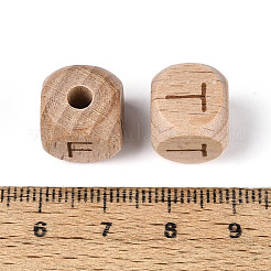 Engraved Beech Wood Beads&nbsp;WOOD-N022-08