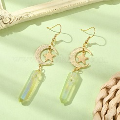 Electroplated Natural Quartz Crystal Dangle Earrings&nbsp;EJEW-TA00256