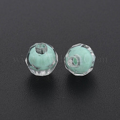 透明なアクリルビーズ  二層ビーズ  多面カット  ラウンド  アクアマリン  8x7.5mm  穴：2mm  約2000個/500g&nbsp;TACR-S152-17A-SS2111