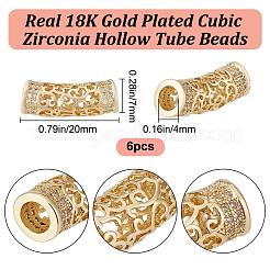 6Pcs Brass Micro Pave Cubic Zirconia Beads&nbsp;ZIRC-BBC0002-44G