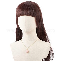 銅線で包まれた天然石のハート ペンダント ネックレス  女性用金メッキ 304 ステンレス ネックレス  17.52インチ（44.5cm）  1.5mm&nbsp;NJEW-JN03971