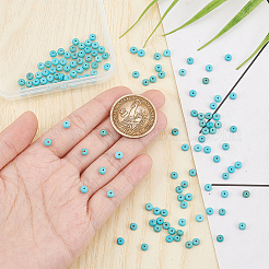 1連天然のハウライトビーズ連売り  染め  ロンデル  ターコイズ  4x2mm  穴：0.8mm  約201個/連  15.83インチ（40.2cm）&nbsp;TURQ-SC0001-26A