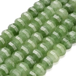 染め加工天然石ホワイトジェイドビーズ連売り  カボチャ  多面カット  オリーブドラブ  9.5~10x7~8mm  穴：1.2mm  約51個/連  14.76''（37.5センチメートル）&nbsp;GG-CBA9106-01U