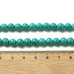 天然マグネサイトラウンドビーズ連売り  染め  ターコイズ  6mm  穴：1mm  約64個/連  15.7インチ（40cm）&nbsp;TURQ-G148-03-6mm